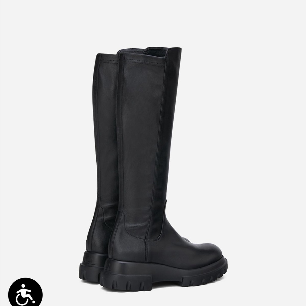 Black Leather Knee-High Boots